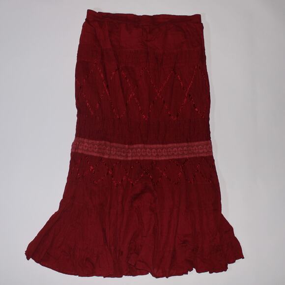 Jessica Sport Y2K Red Double Lined 100% Cotton Maxi Skirt Size L - Picture 1 of 5
